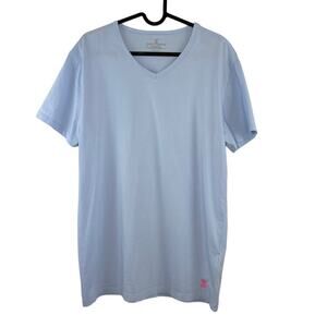 Psycho Bunny T-Shirt Men's Medium Light Blue Short Sleeve V Neck Classic Logo